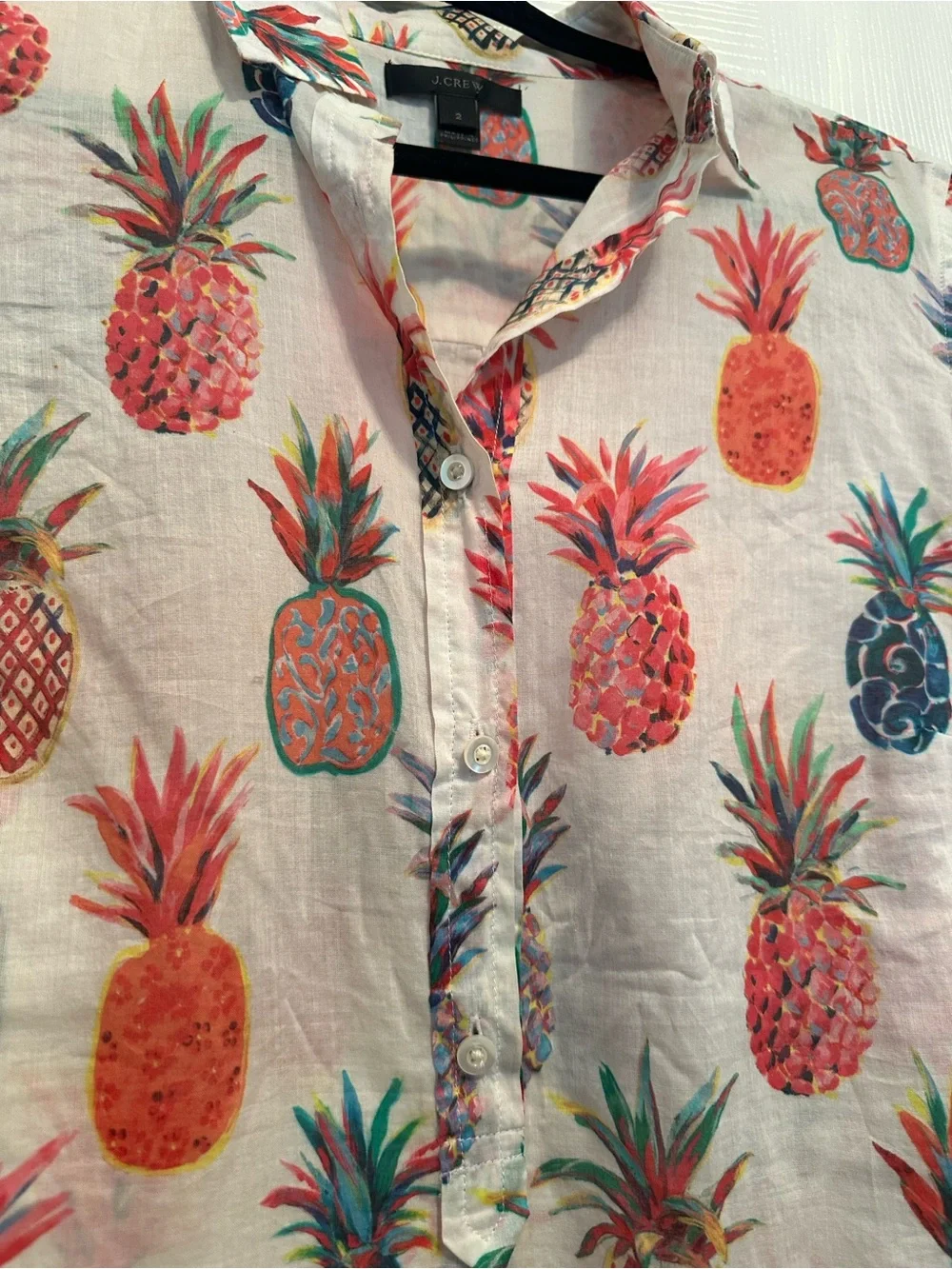 J.Crew Pineapple Print Long-Sleeve Shirt  size 2